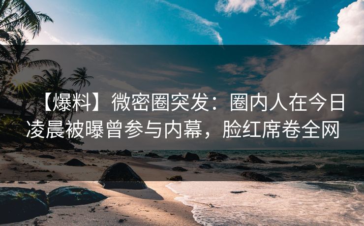 【爆料】微密圈突发：圈内人在今日凌晨被曝曾参与内幕，脸红席卷全网