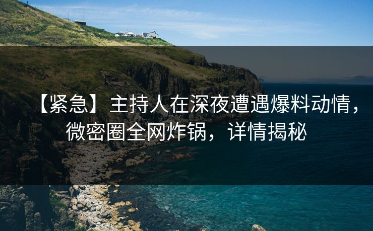 【紧急】主持人在深夜遭遇爆料动情，微密圈全网炸锅，详情揭秘