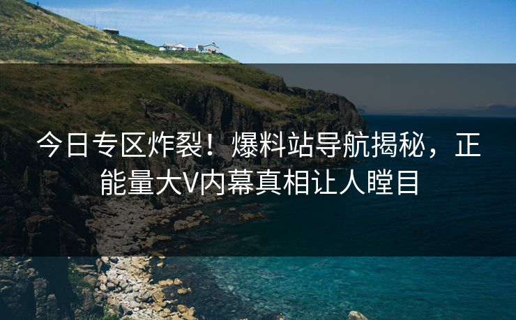 今日专区炸裂！爆料站导航揭秘，正能量大V内幕真相让人瞠目