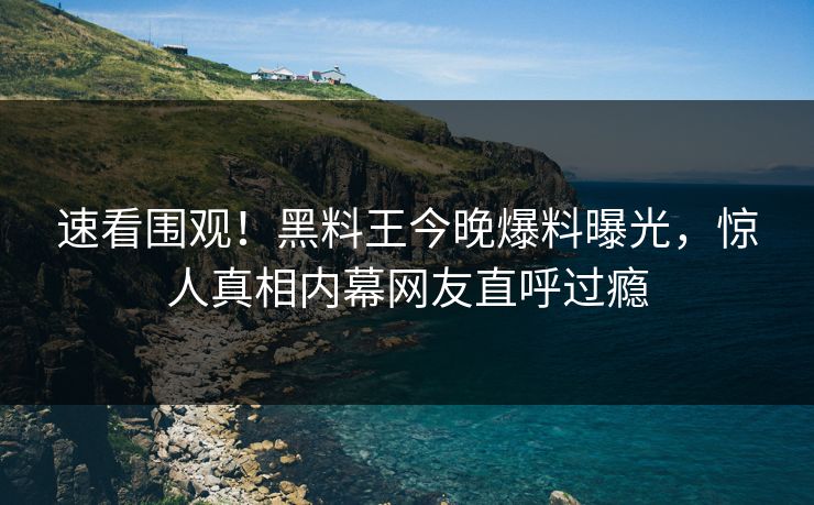 速看围观！黑料王今晚爆料曝光，惊人真相内幕网友直呼过瘾