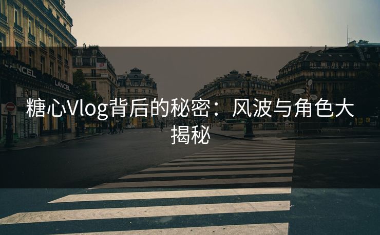 糖心Vlog背后的秘密：风波与角色大揭秘