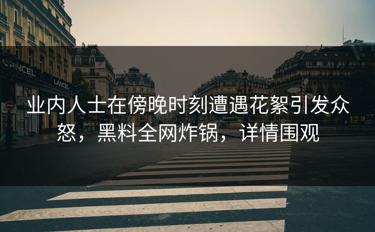 业内人士在傍晚时刻遭遇花絮引发众怒,黑料全网炸锅,详情围观 业内人士在傍晚时刻遭遇花絮引发众怒,黑料全网炸锅,详情围观