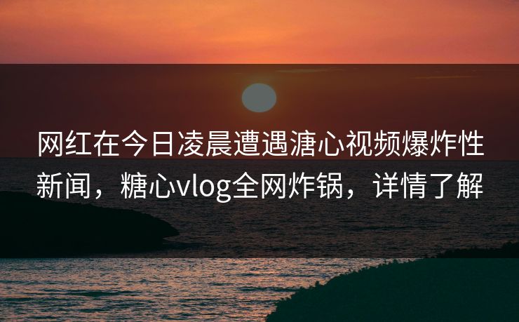 网红在今日凌晨遭遇溏心视频爆炸性新闻，糖心vlog全网炸锅，详情了解