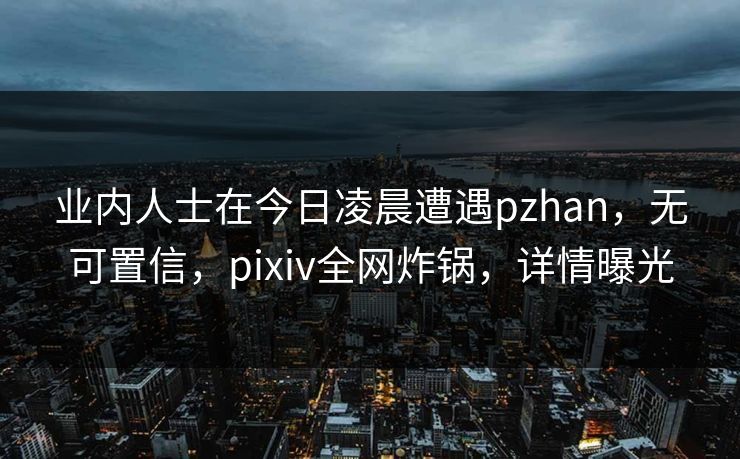 业内人士在今日凌晨遭遇pzhan，无可置信，pixiv全网炸锅，详情曝光