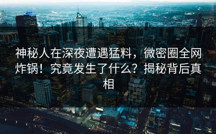 神秘人在深夜遭遇猛料，微密圈全网炸锅！究竟发生了什么？揭秘背后真相