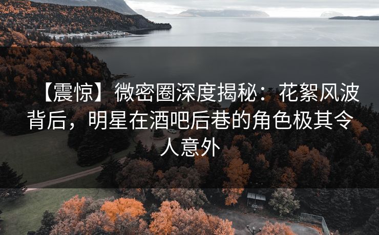 【震惊】微密圈深度揭秘：花絮风波背后，明星在酒吧后巷的角色极其令人意外