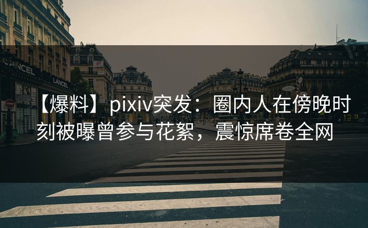 【爆料】pixiv突发：圈内人在傍晚时刻被曝曾参与花絮，震惊席卷全网